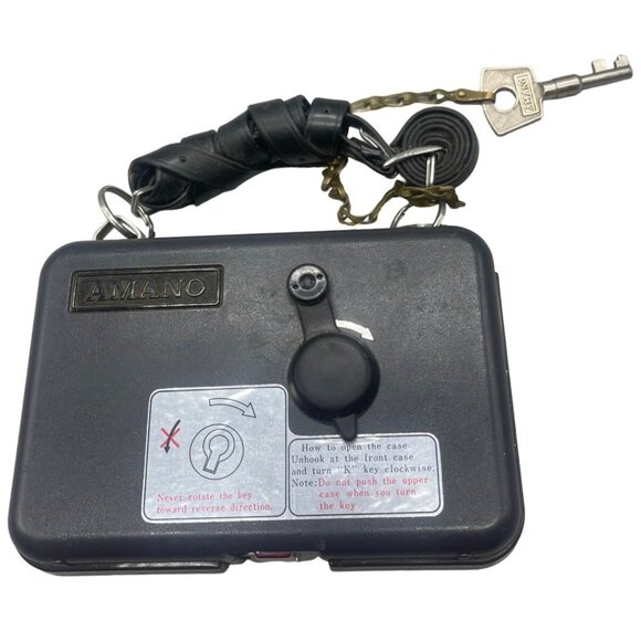 amano pr-500 watchman clock time with key & paper black made in japan READ - Picture 1 of 13